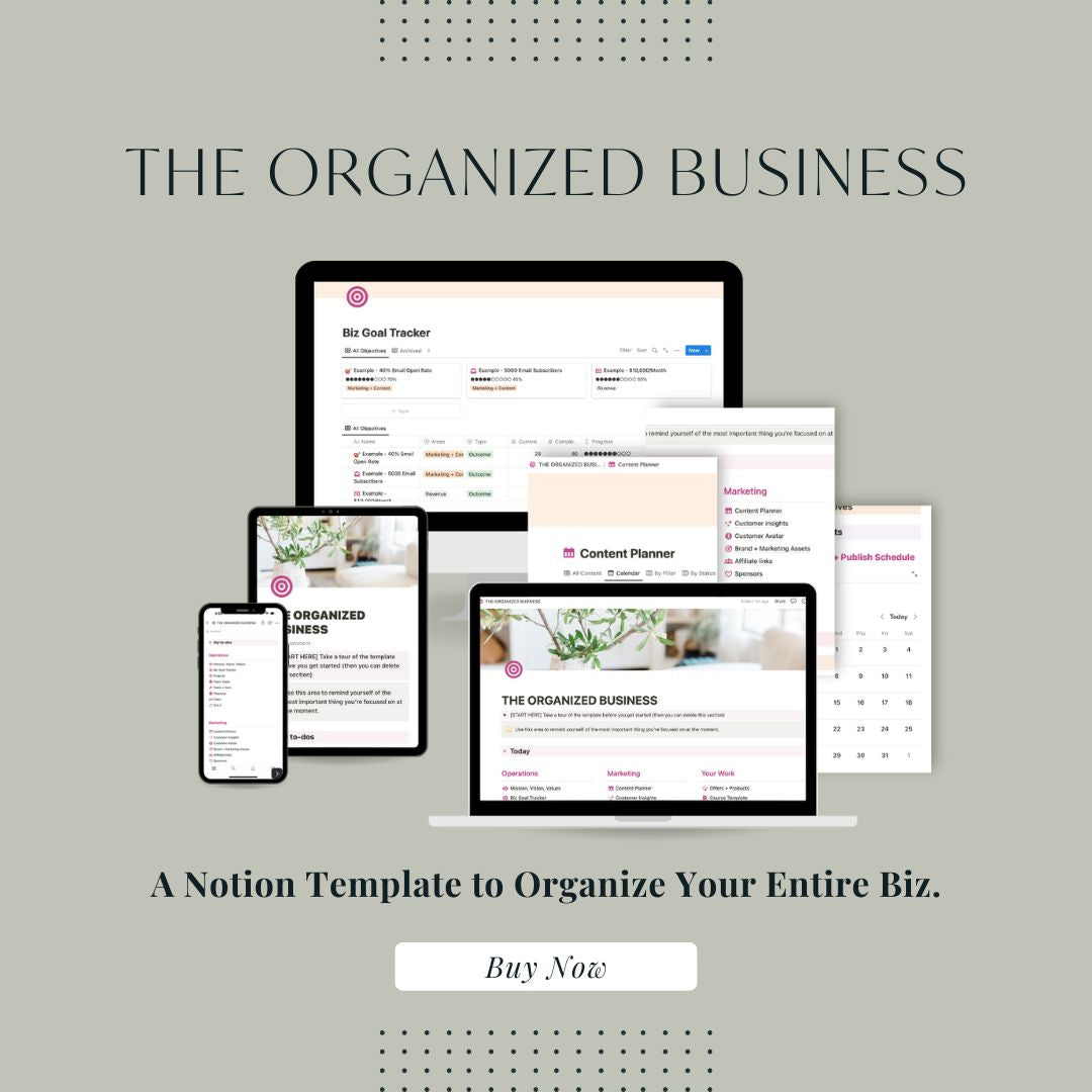 The Organized Business - Notion Template for New Business Owners